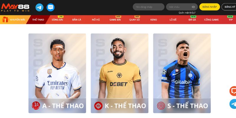 Thể thao là đại sảnh thu hút lượng người chơi cực khủng tại May88